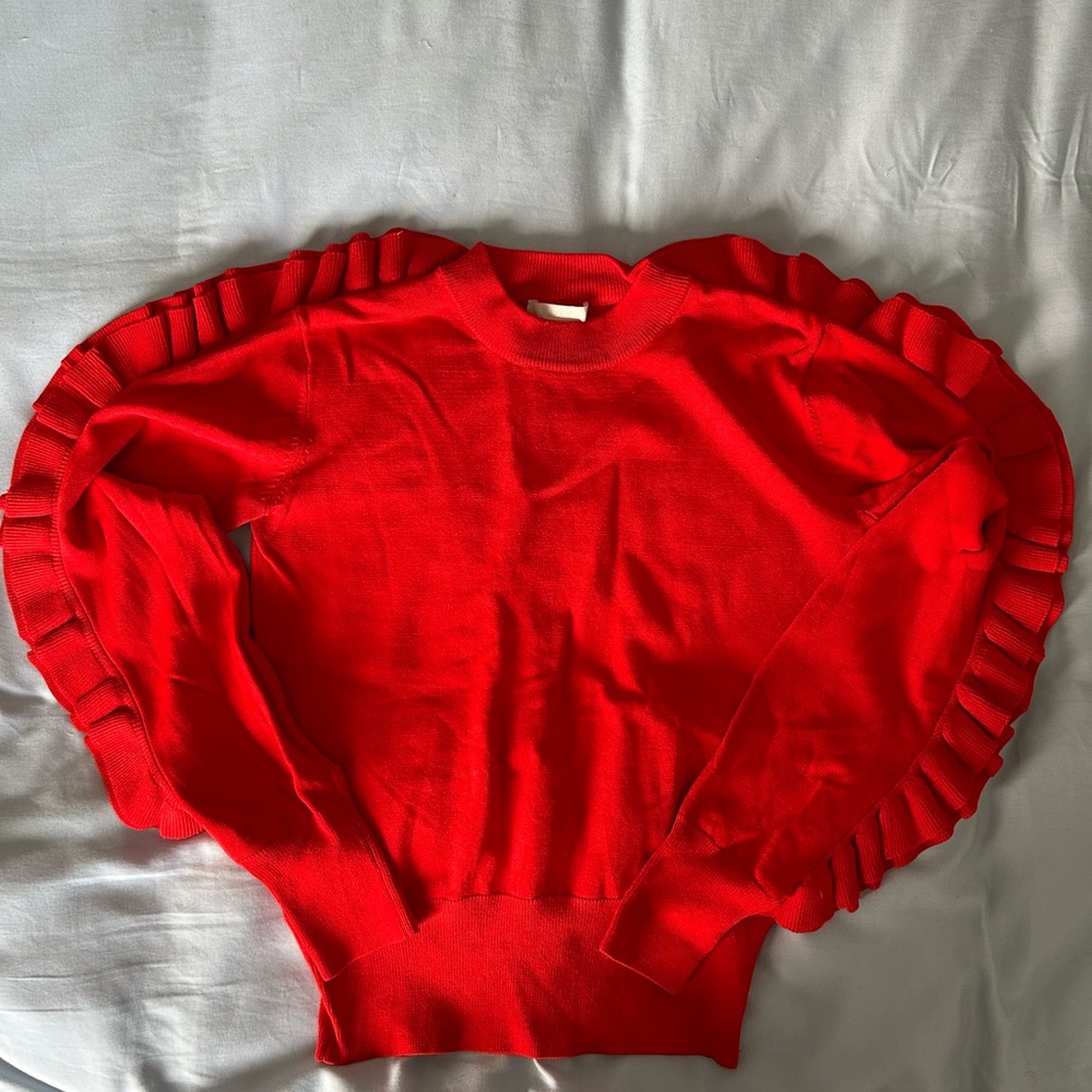 H&M Red Ruffled Sweater